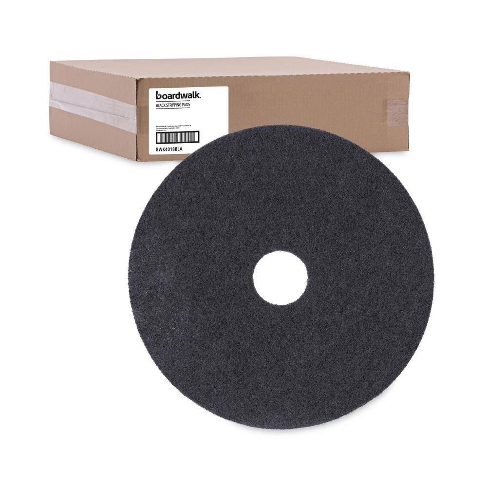 Boardwalk Stripping Floor Pads 18 in. Dia Black (5-Carton) BWK4018BLA