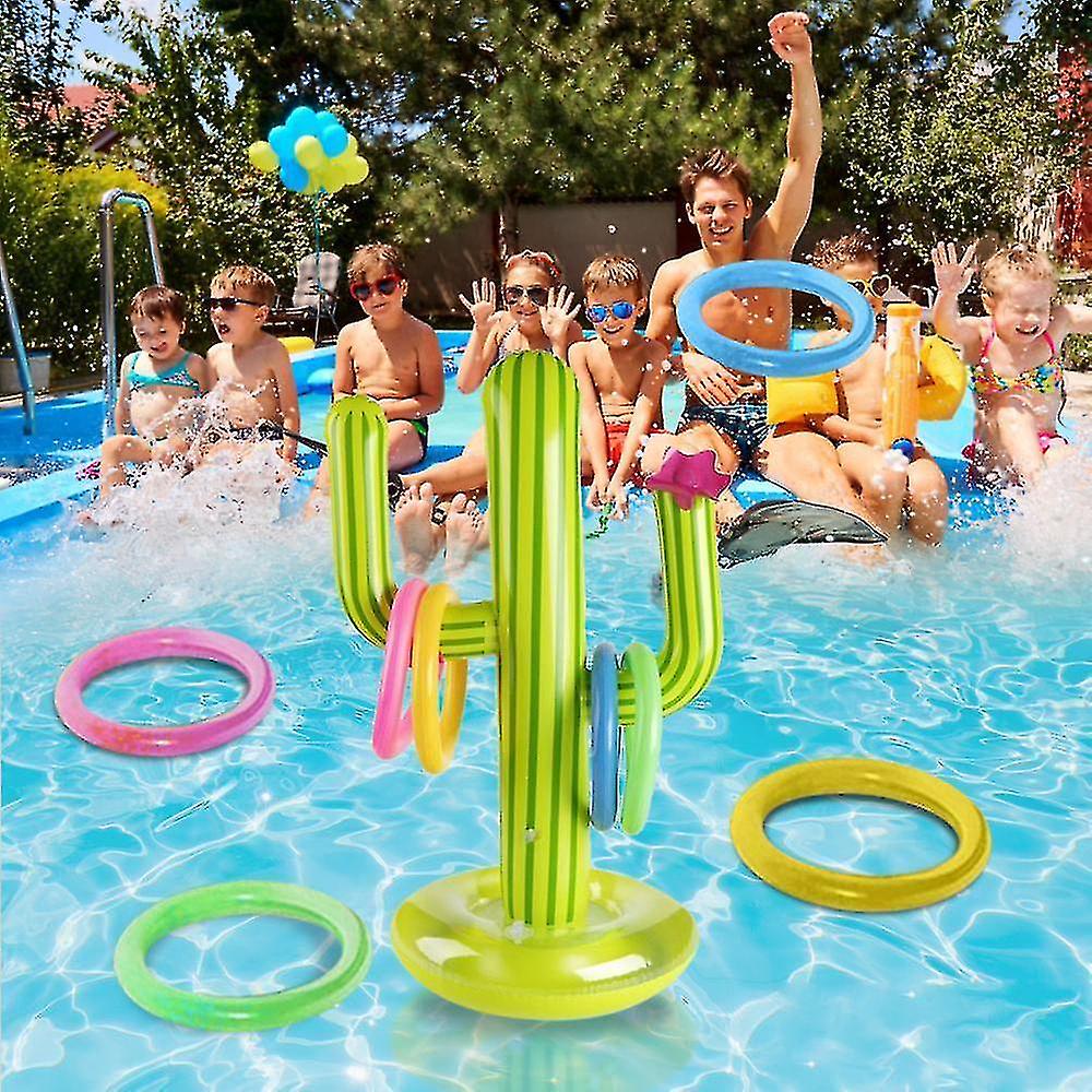 Outdoor Swimming Pool Inflatable Cactus Ring Toss Game Set Floating Pool Toys