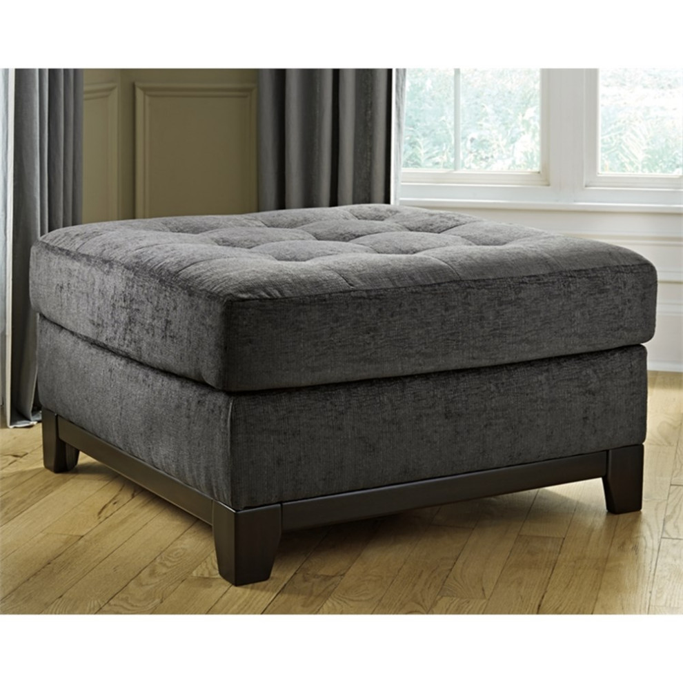 Ashley Furniture Reidshire Fabric Oversized Accent Ottoman in Charcoal  ampBlack   Transitional   Footstools And Ottomans   by Homesquare  Houzz