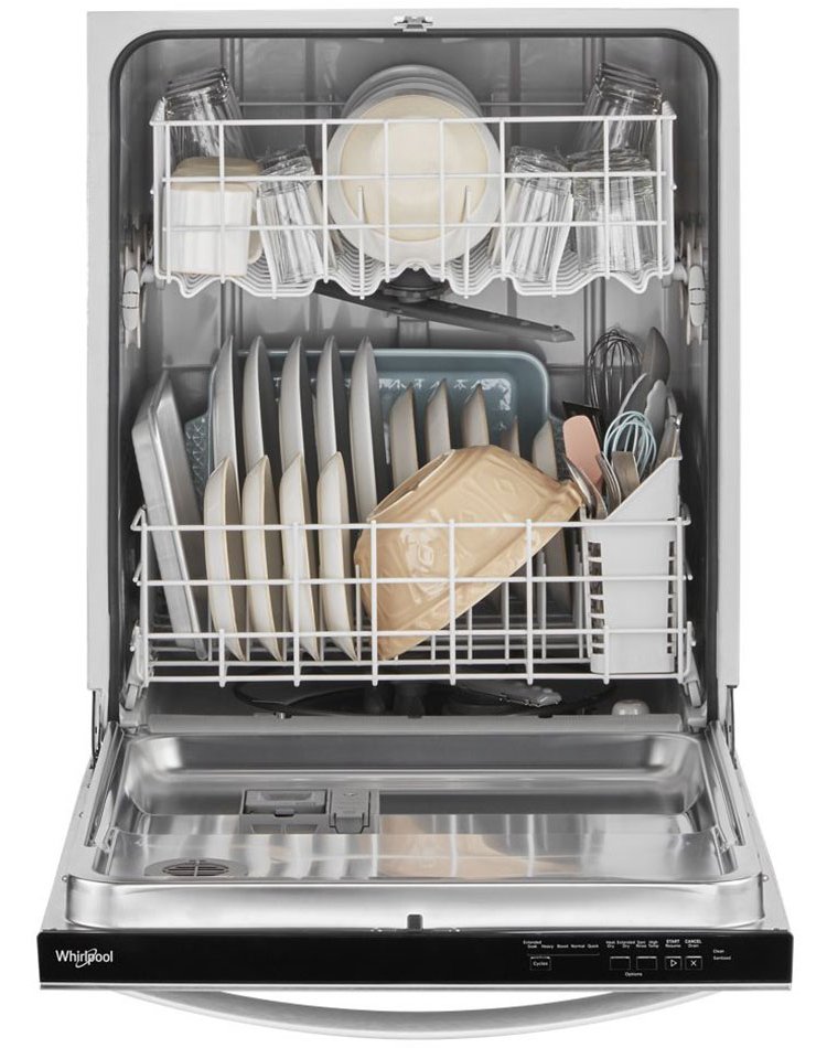 Whirlpool 24-Inch Dishwasher with Boost Cycle and Extended Soak Cycle in Monochromatic Stainless Steel