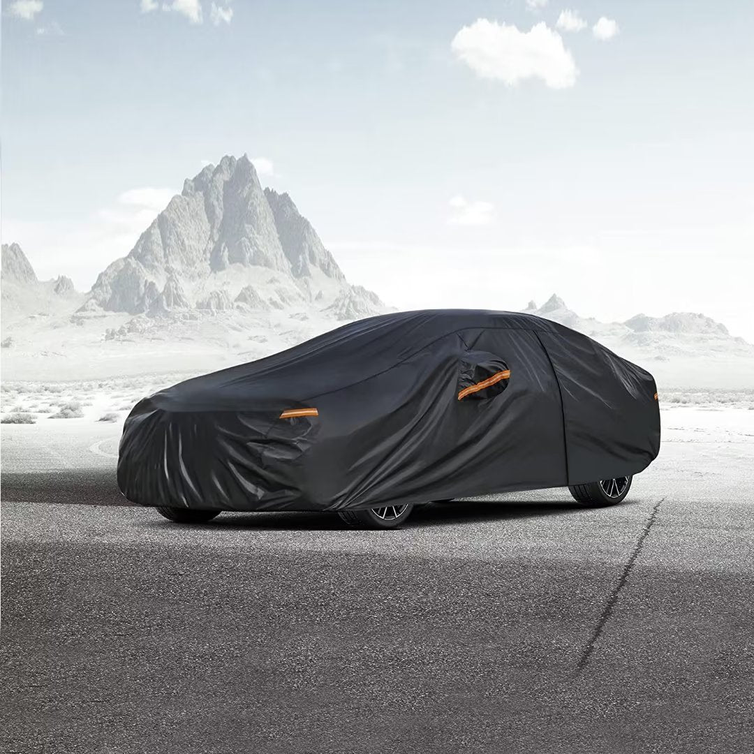 kayme 7 Layers Heavy Duty Car Cover Waterproof All Weather for Automobiles， Size A2 Fit for Sedan 186 to 193 inch， Black