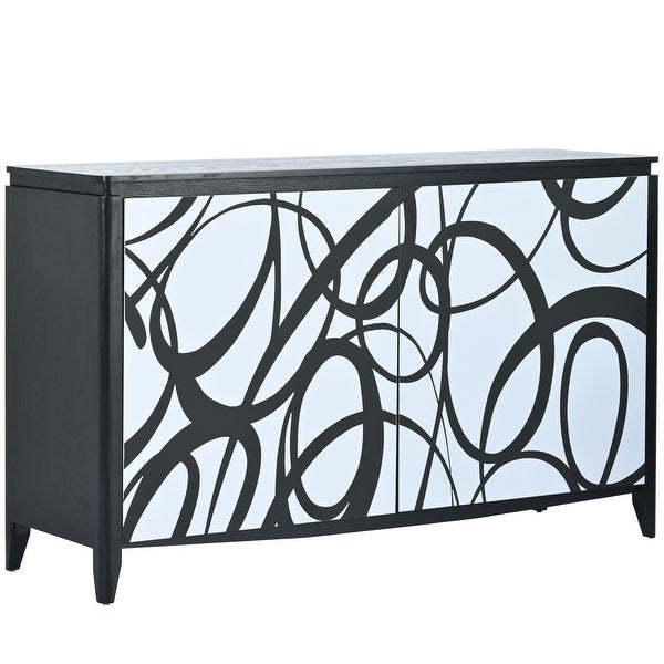 Sideboard Entryway Table with Art Spray Painting， Sofa Table Side Table with 2 Drawers and 4 Shelves for Living room Entryway