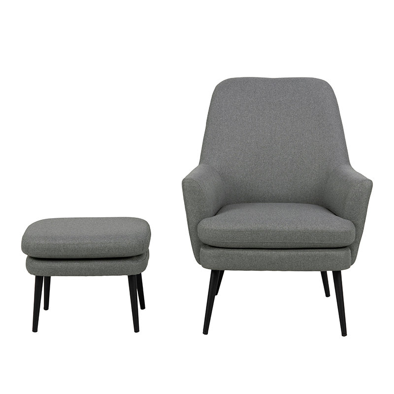 KENDRA Lounge Chair with Footstool - Grey