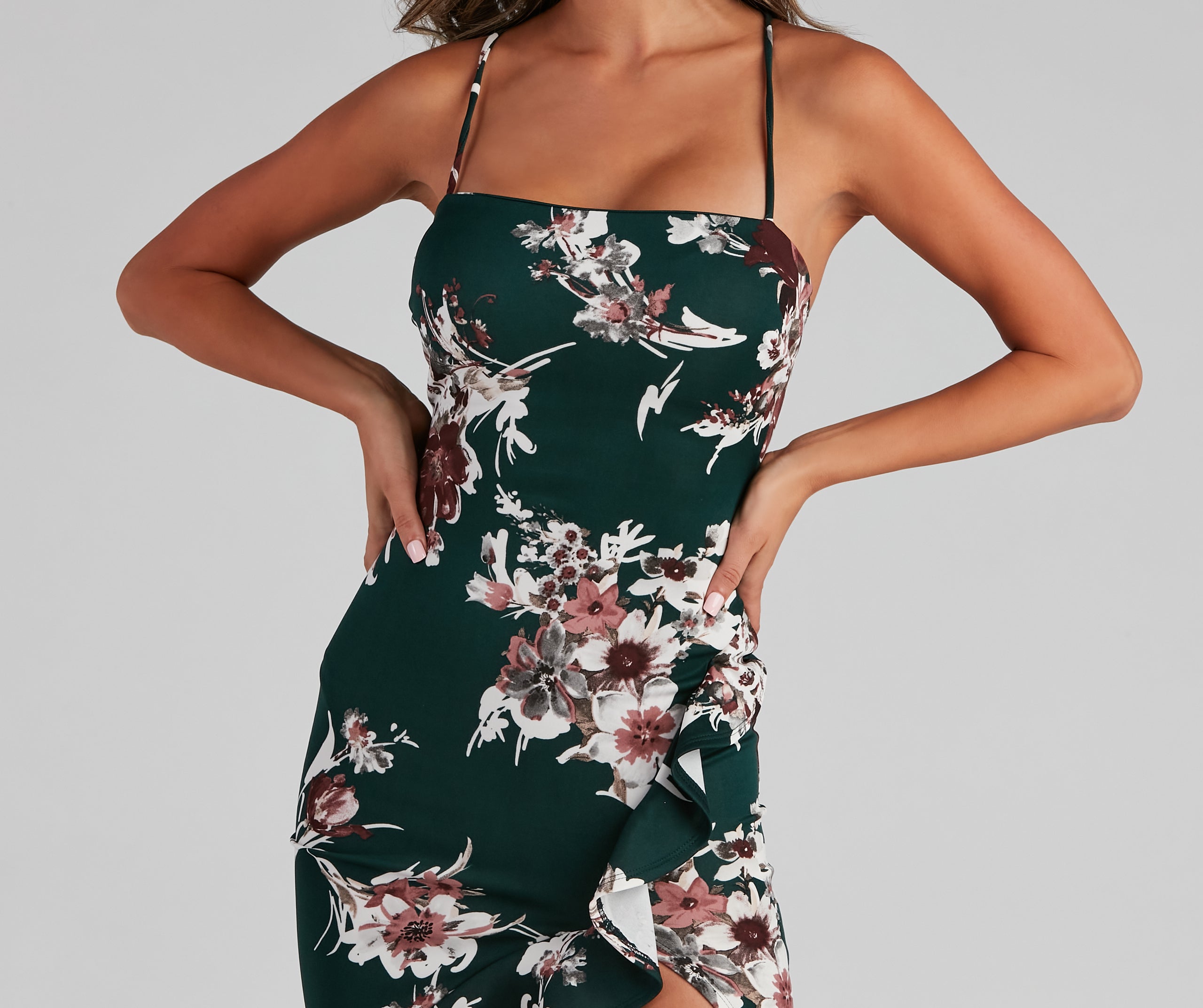 Floral Passion Ruffled Midi Dress