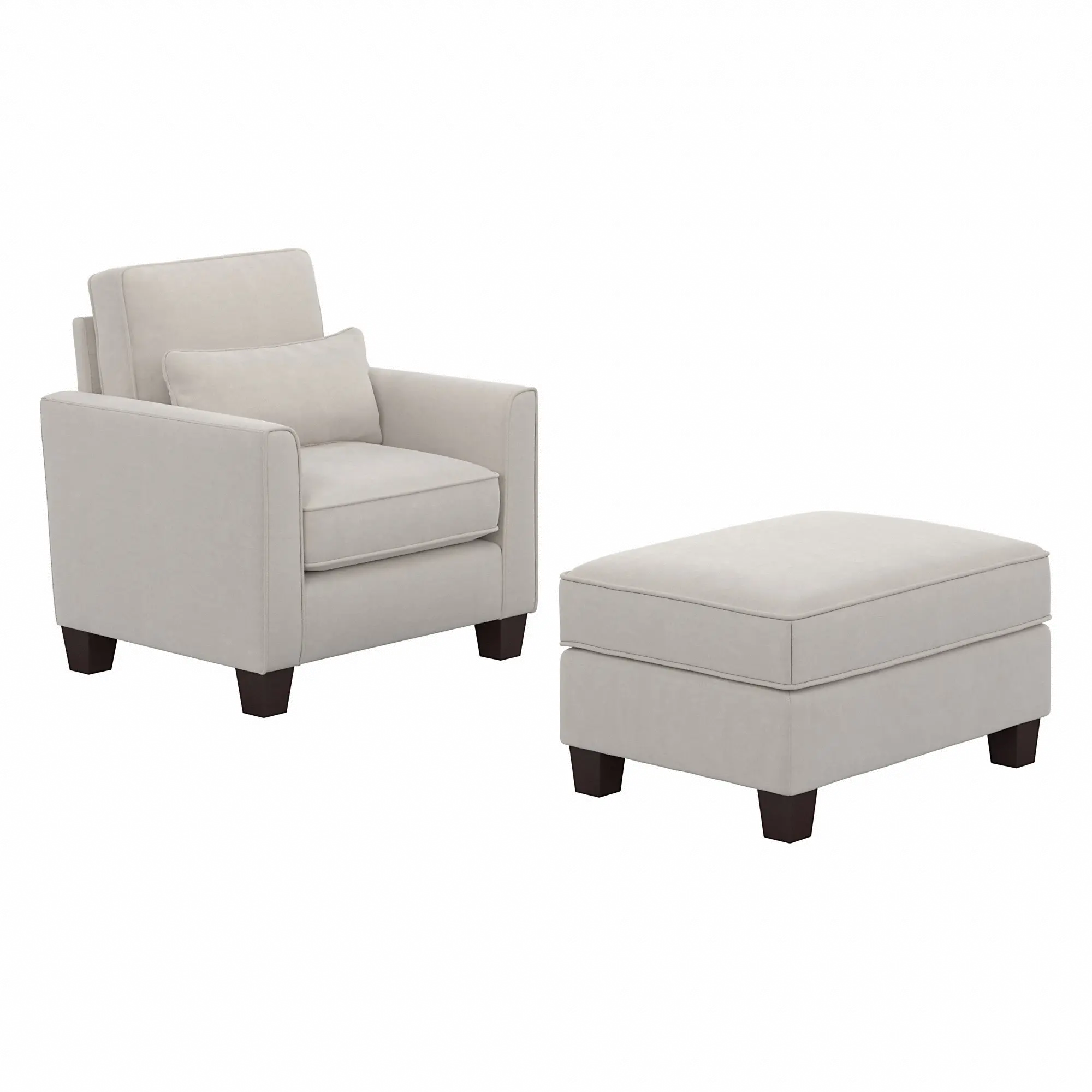 Flare Light Beige Microsuede Accent Chair with Ottoman Set