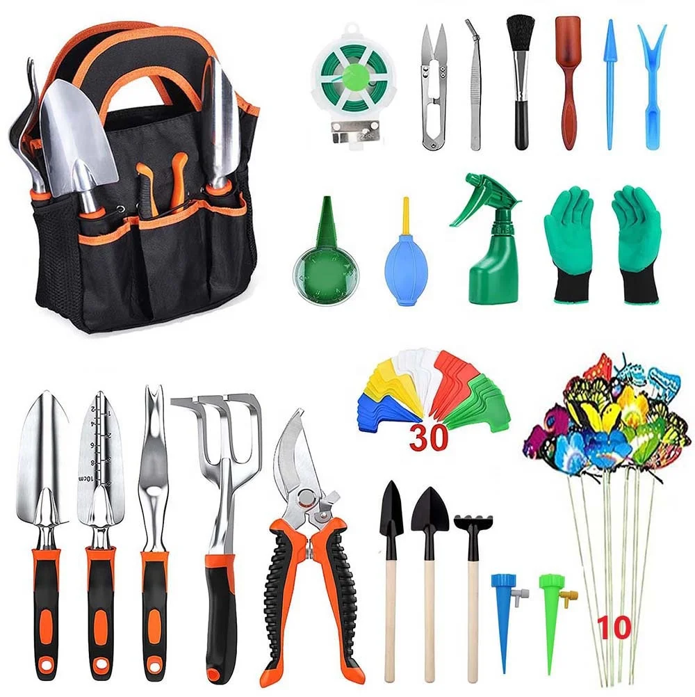 Upgrade 62PCS Outdoor Garden Tools Set Heavy Duty Aluminum Manual Garden Kit Outdoor Gardening Gifts Tools For Women