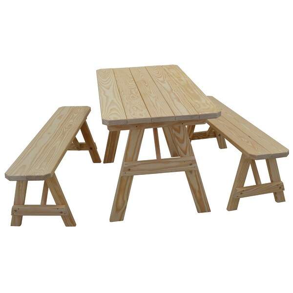 Pine 5' Traditional Picnic Table with 2 Benches