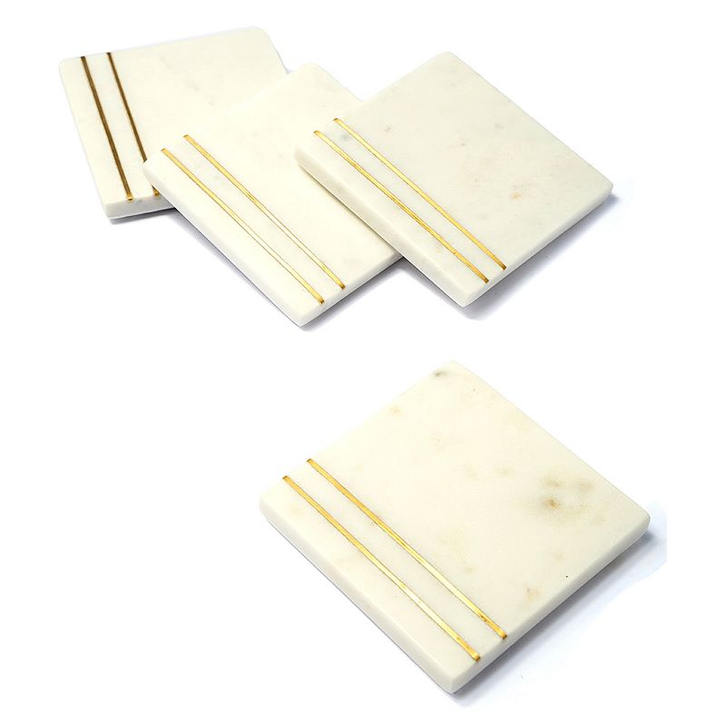 Double Inlay Marble 4 Pack Coaster Set