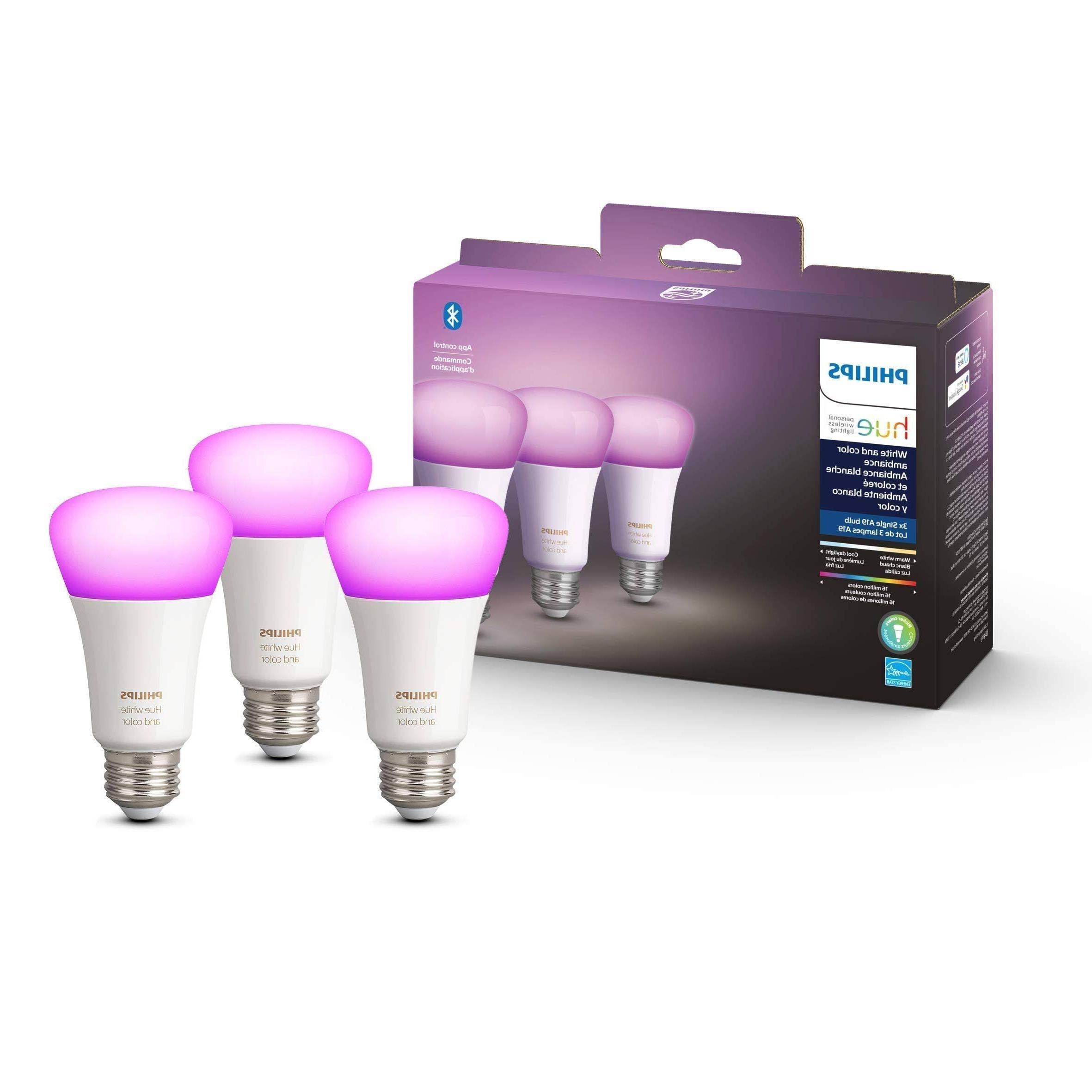 562785 Hue White & Color Ambiance A19 Bluetooth LED Smart Bulbs 3-Pack