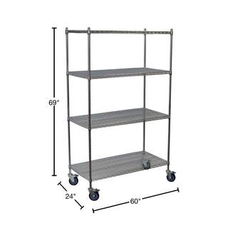 Storage Concepts Chrome 4-Tier Steel Wire Shelving Unit (60 in. W x 69 in. H x 24 in. D) WCC4-2460-63