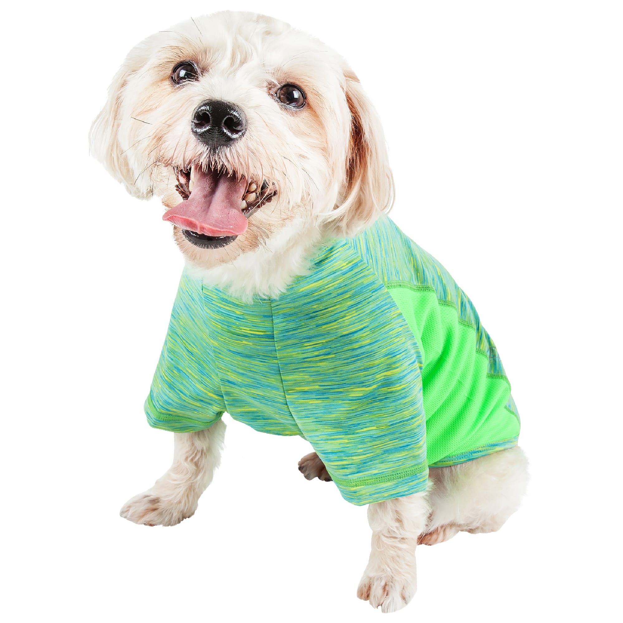 Pet Life Green Active Warf Speed Heathered Ultra-Stretch Sporty Performance Dog T-Shirt， X-Small