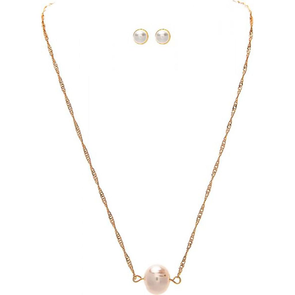 Rain  Gold Single Freshwater Pearl Dainty Necklace Set