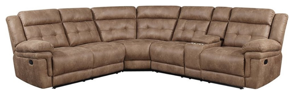 Steve Silver Transitional 3 Piece Microfiber Reclining Sectional in Chocolate   Transitional   Sectional Sofas   by Homesquare  Houzz