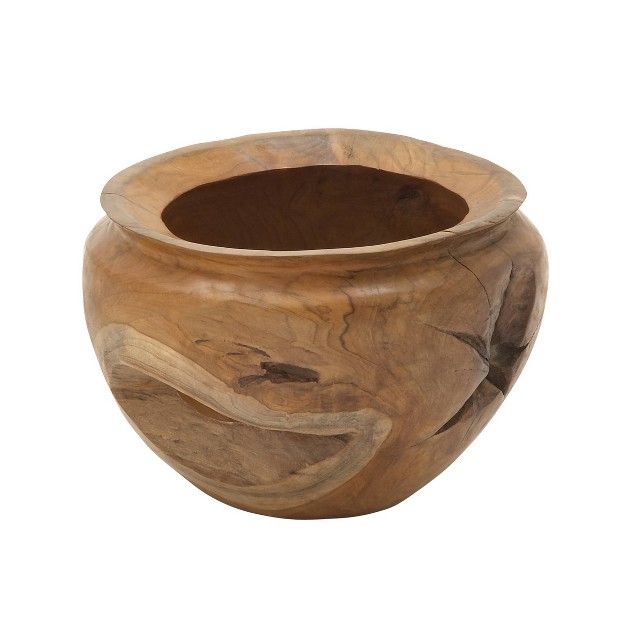 X 13 quot Round Teak Wood Bowl Natural Olivia amp May