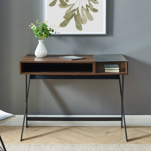 Modern Mixed Material Open Storage Computer Desk Saracina Home