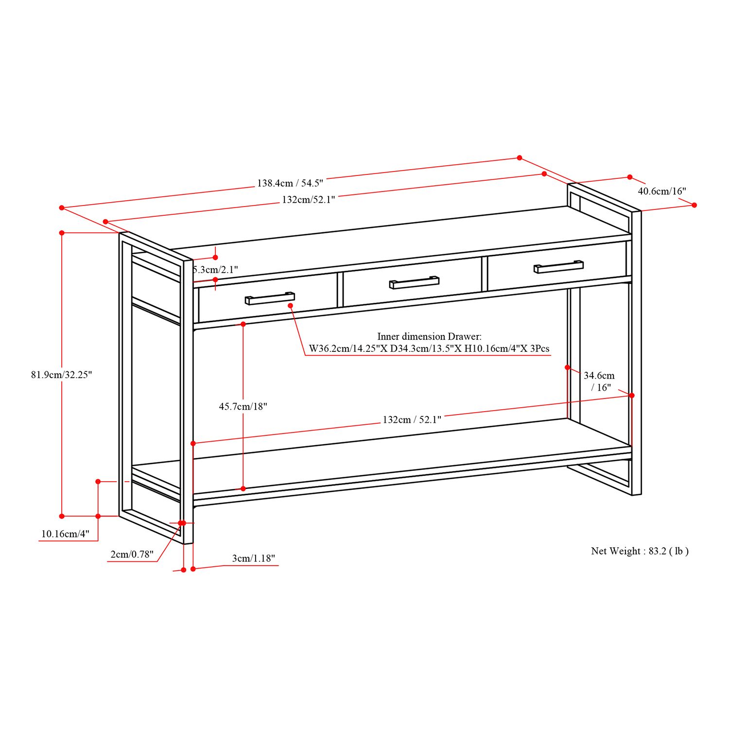 Simpli Home Riverside Rustic Console Table