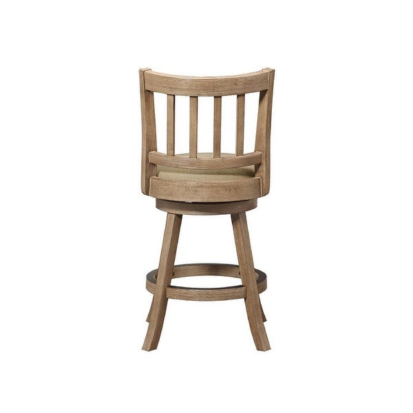 Adam 24 Inch Solid Wood Swivel Counter Stool， Slatted - 21.5 L x 18 W x 37.5 H