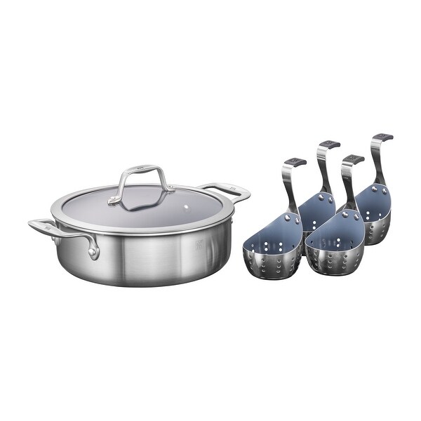 ZWILLING Spirit 3-ply 6-pc Stainless Steel Ceramic Nonstick Breakfast Pan and Egg Poacher Set