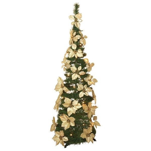 White Pull Up Poinsettia Christmas Tree