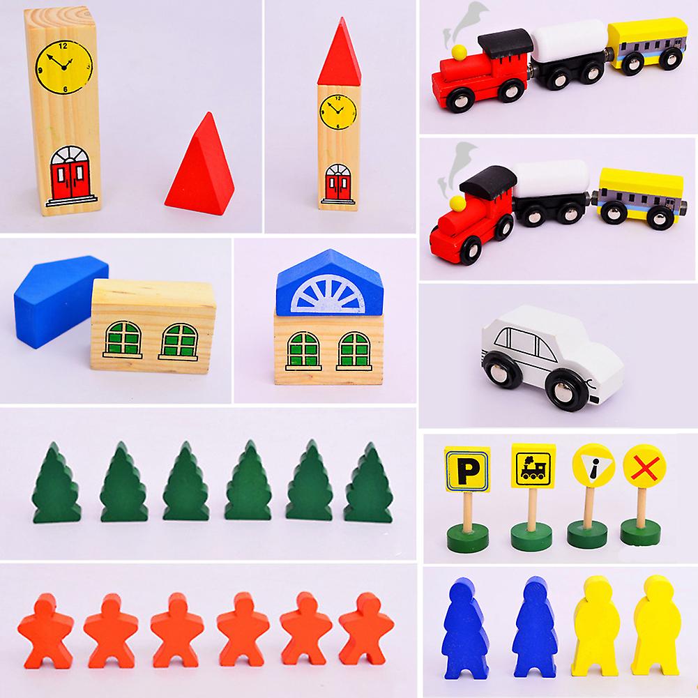 Wooden Train Set Assembled Building Blocks Children Educational Early Education Toys Girls Boys Train Track Toys