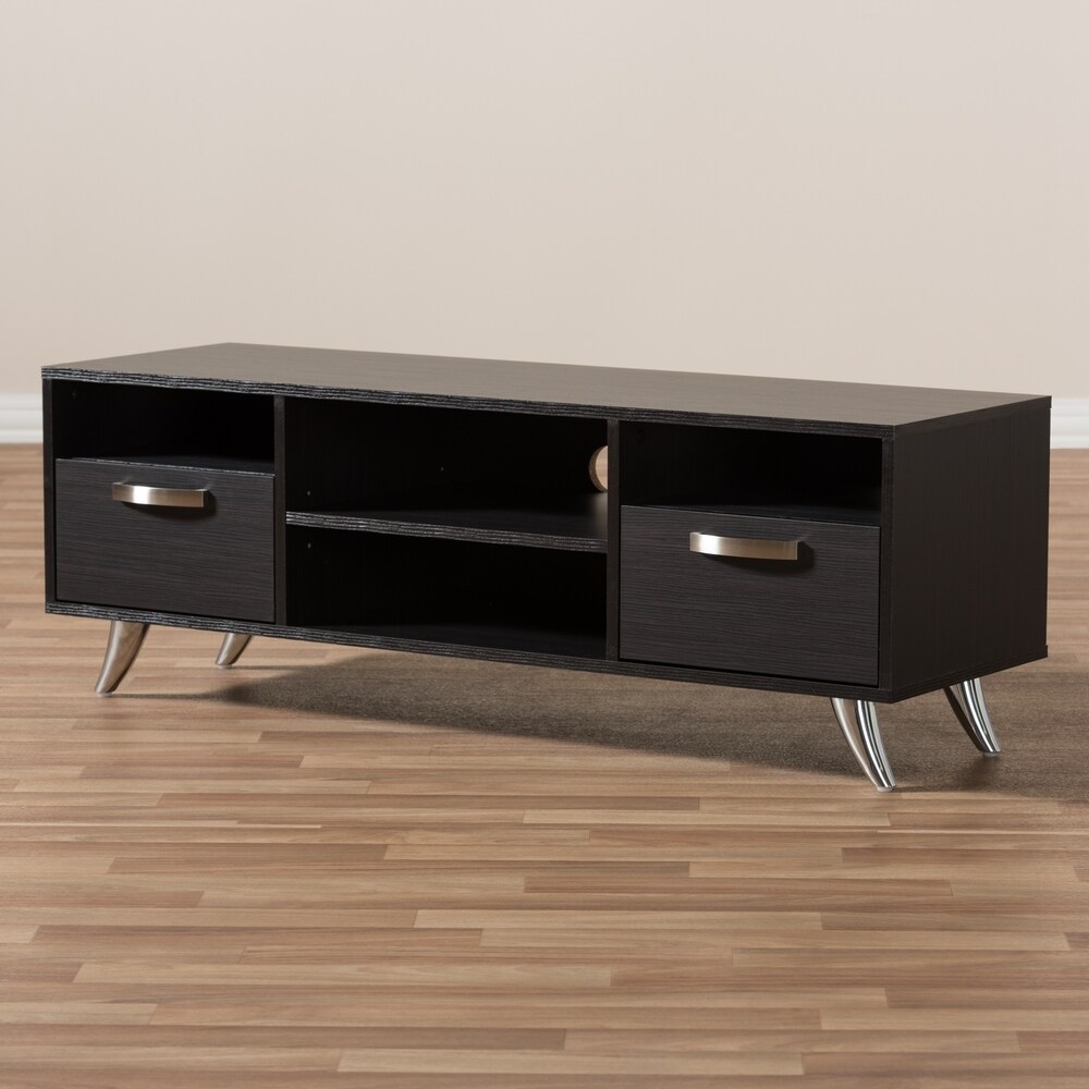 Contemporary Dark Brown Finished Wood TV Stand by Baxton Studio