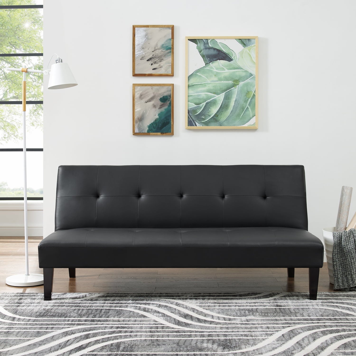 Futon Sofa by Naomi Home - Material: Faux Leather, Size: Button Tufted