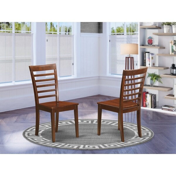 Milan Modern Mahogany Finish Kitchen Chairs with Ladder Back Style - Set of 2 (Seat's Type Options)