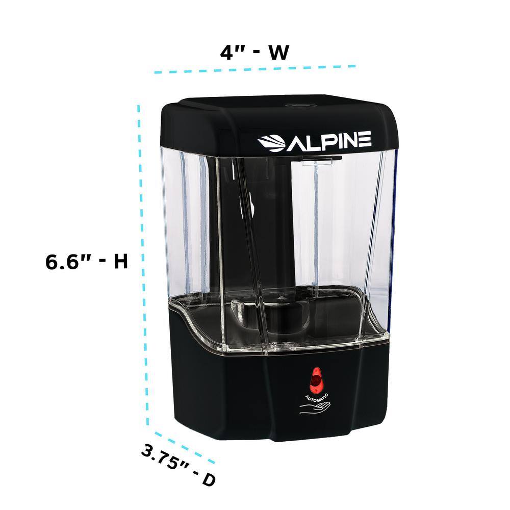 Alpine Industries 24 oz.. Automatic Gel Sanitizer Dispenser with Stand in Black (2-Pack) 432-1-BLK-S-2PK