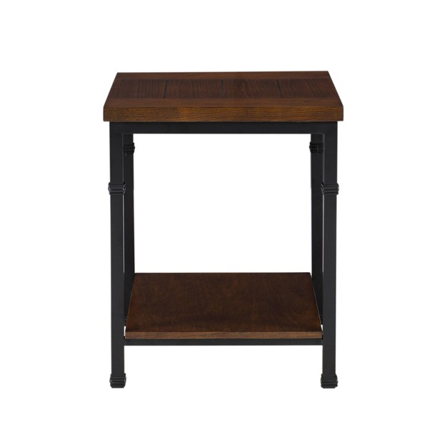 Austin Industrial Style Metal End Table With Shelf Brown black Linon