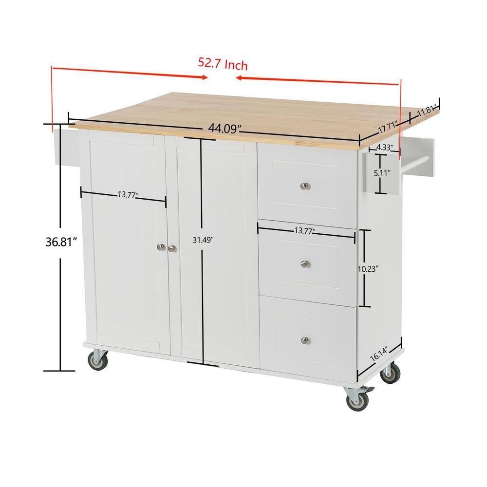 Nestfair White Kitchen Island with Racks and Drawers LWF287035W