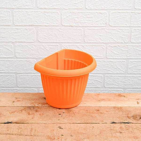 7.9 inch (20 cm) Bello Wall Mounted D Shape plastic Planter (Orange) (set of 6)