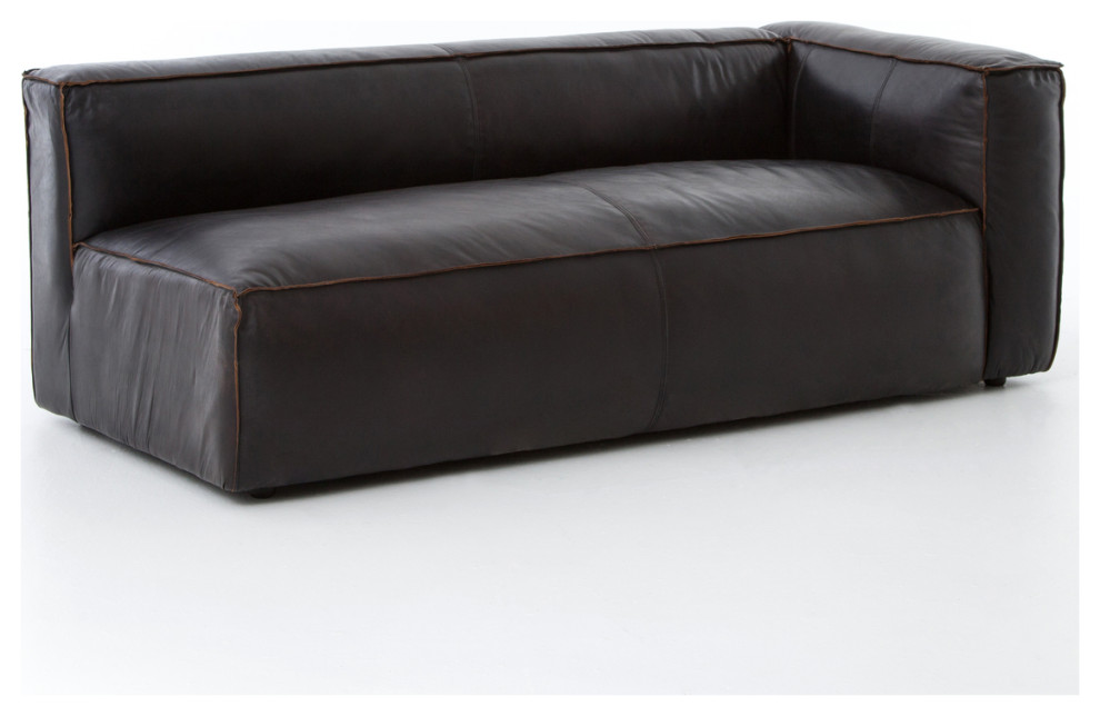 Nolita Saddle Black Leather Sectional Chaise RAF   Contemporary   Indoor Chaise Lounge Chairs   by Zin Home  Houzz