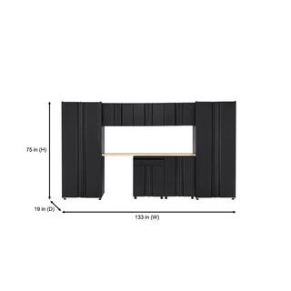 Husky 8-Piece Regular Duty Welded Steel Garage Storage System in Black (133 in. W x 75 in. H x 19 in. D) GS13208-1DWO