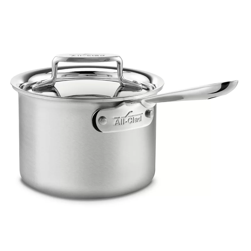 All-Clad BD55204 D5 Stainless Steel Sauce Pan Cookware， 4-Quart， Silver