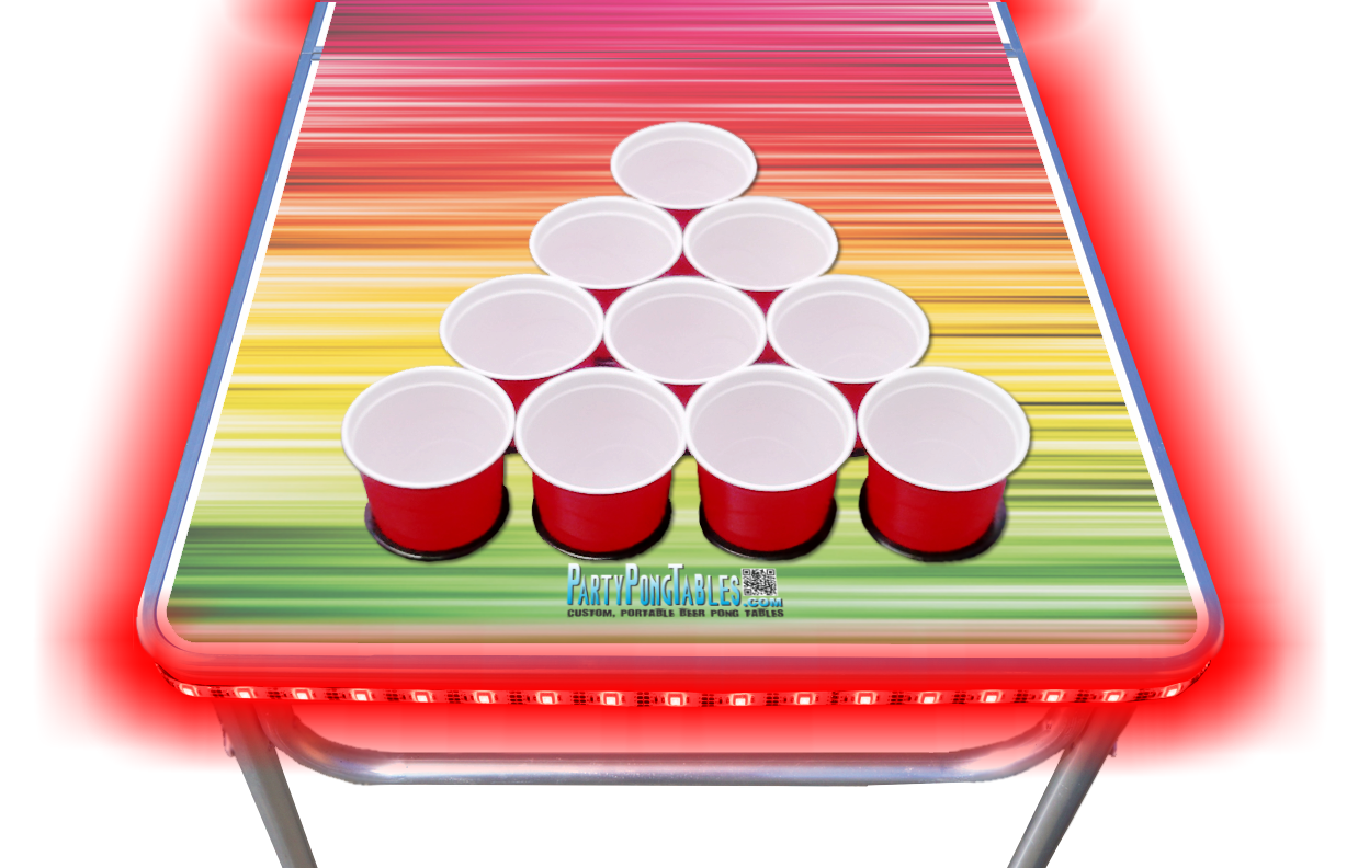 8-Foot Professional Beer Pong Table w/ Cup Holes &amp; LED Glow Lights - Color Spectrum Edition