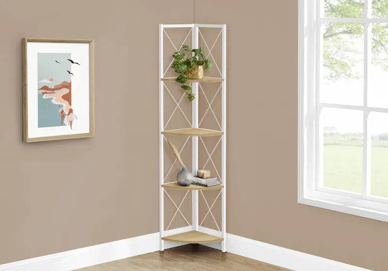 Jaden White 4-Tier Corner Bookcase