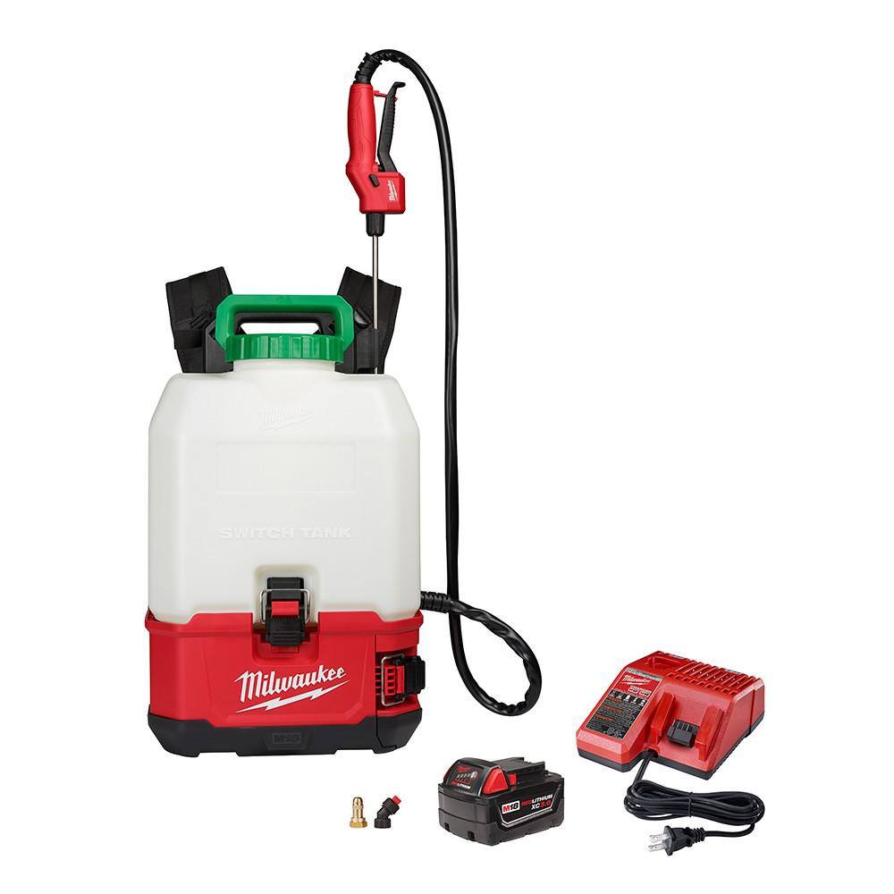 MW M18 18-Volt 4 Gal. Lithium-Ion Cordless Switch Tank Backpack Pesticide Sprayer Kit with 3.0 Ah Battery and Charger 2820-21PS