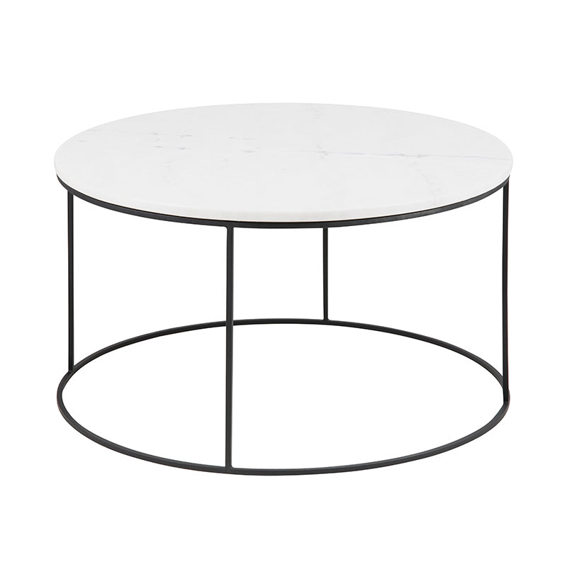 LUCIO Round Marble Coffee Table 80cm - White & Black