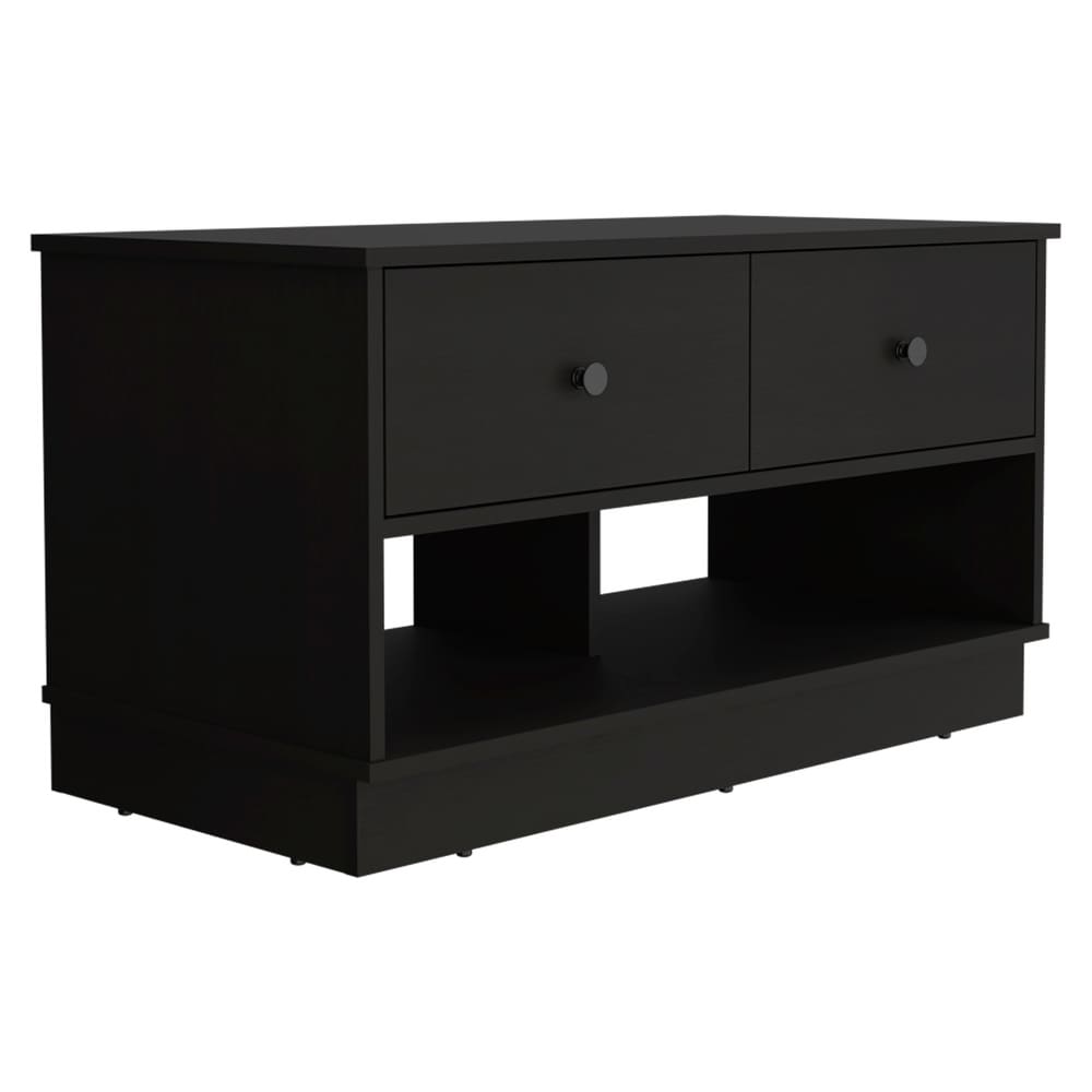 Hamilton 36 inch Wide Storage Bench with 2 Open Shelves and 2 Drawers