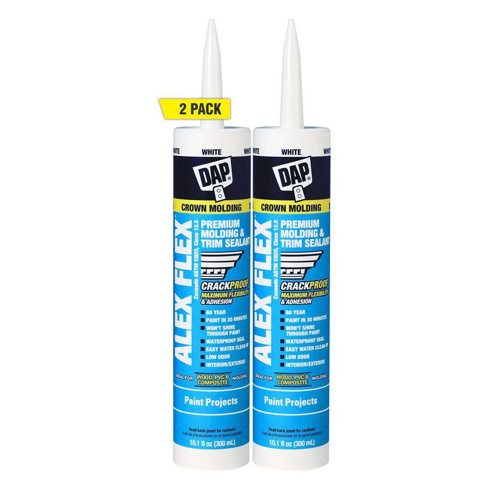 DAP Alex Flex 10.1 oz. White Premium Molding and Trim Sealant (2-Pack) 7079818542