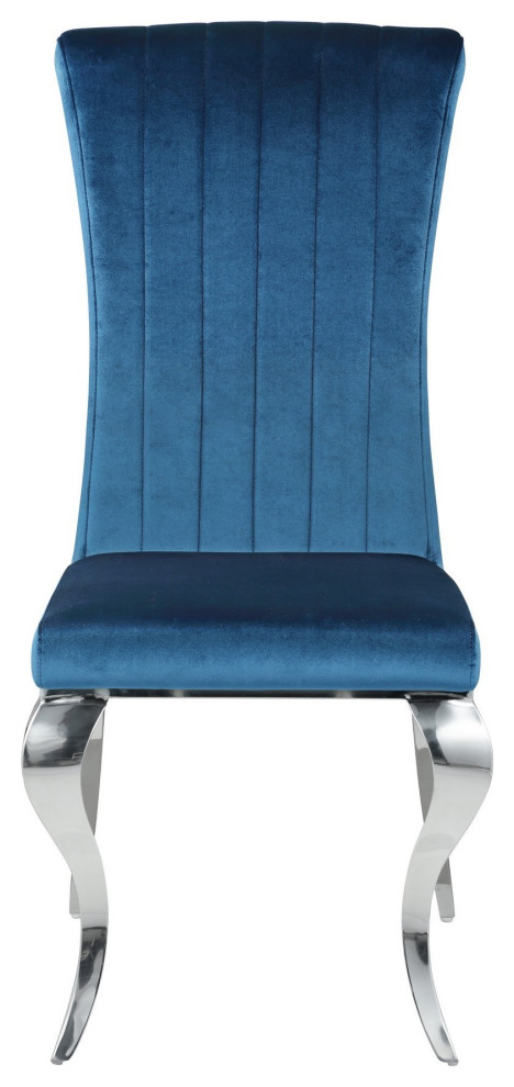 Dining Chair With Fabric Seat And Cabriole Legs  Set of 4  Blue   Contemporary   Dining Chairs   by VirVentures  Houzz