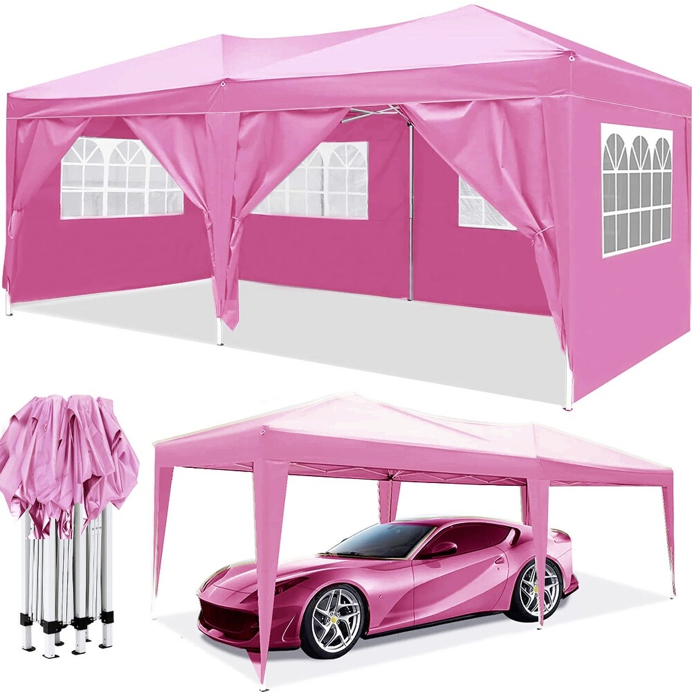 Pink 10 x 20 ft Multi Functional Canopy with Waterproof Oxford  6 Walls  Carry Bag