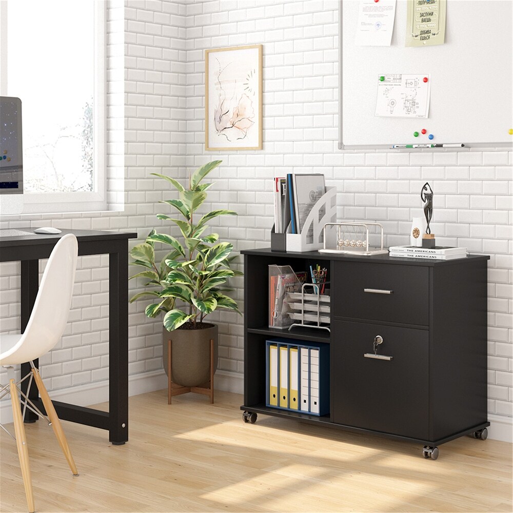 Mobile File Cabinet with Drawer and Lock  Letter Size