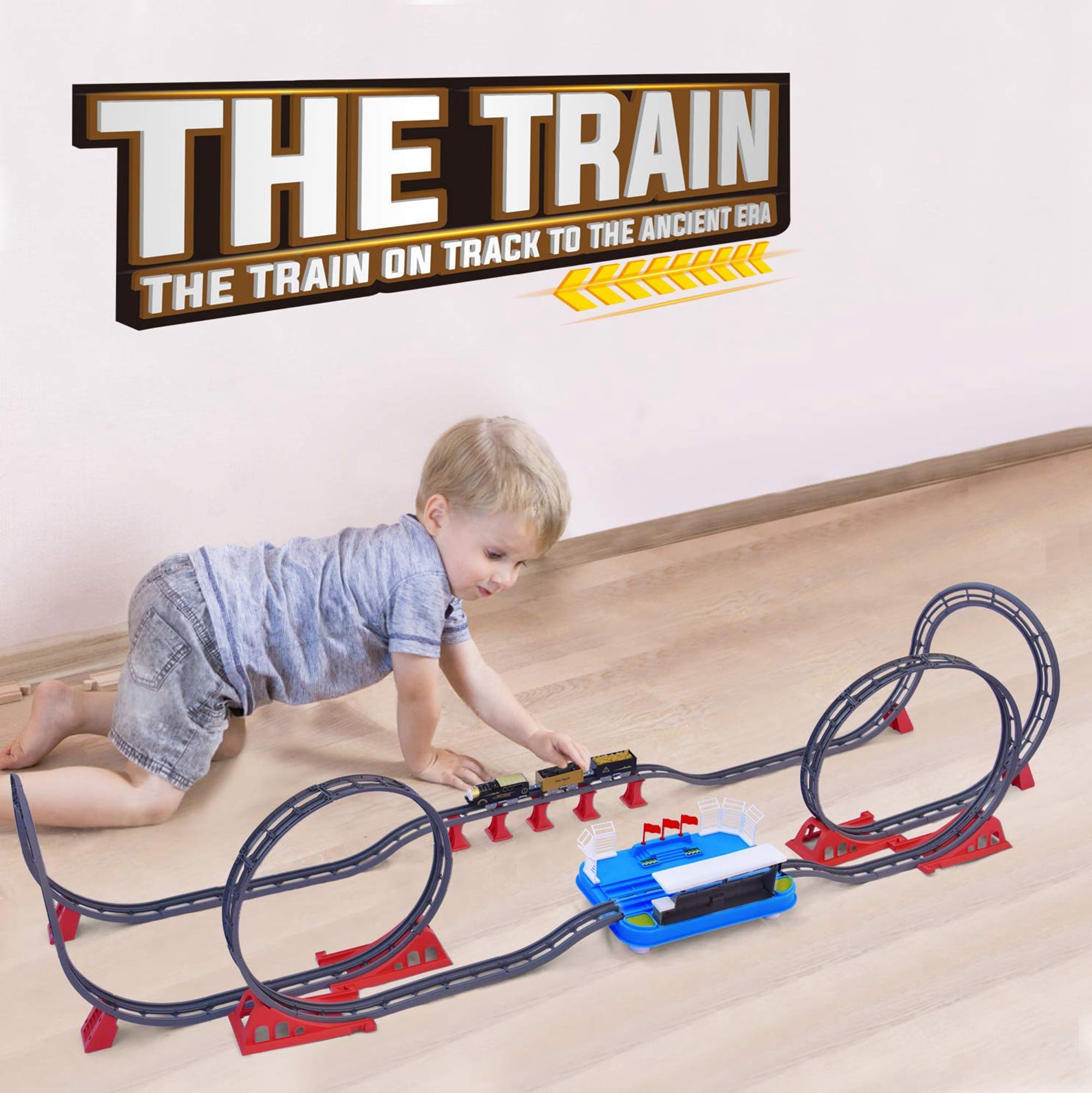 Fun Little Toys 78 Pcs Train Set Toys for Kids， Flexible Railway Tracks Roller Coaster Playset， Batteries Operated Toy Train with Light and Sound， Gift for 3 4 5 6 Years Old Toddlers Boys and Girls