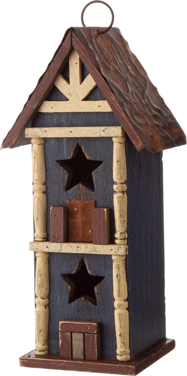 Glitzhome Solid Wood and Metal Bird House， 12.60-in