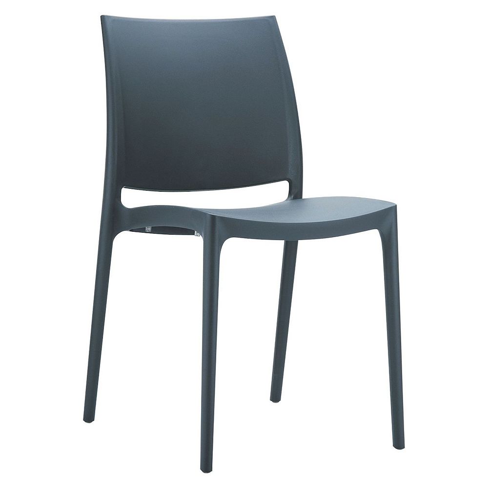 32 Gray Resin Solid Weather Resistant Outdoor Dining Chair