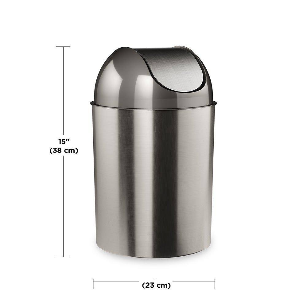 Dyiom 2.5 gal Mezzo Plastic Swing Top Lid Bathroom Trash Can Silver 116981097