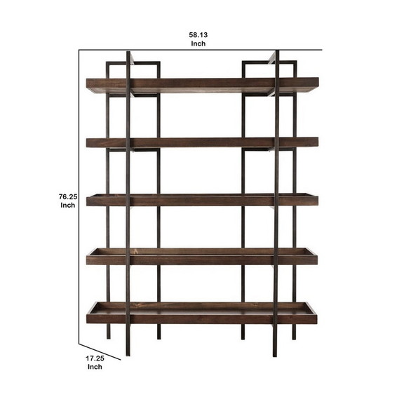 Benjara BM209257 Bookcase with 5 Fixed Wooden Shel...