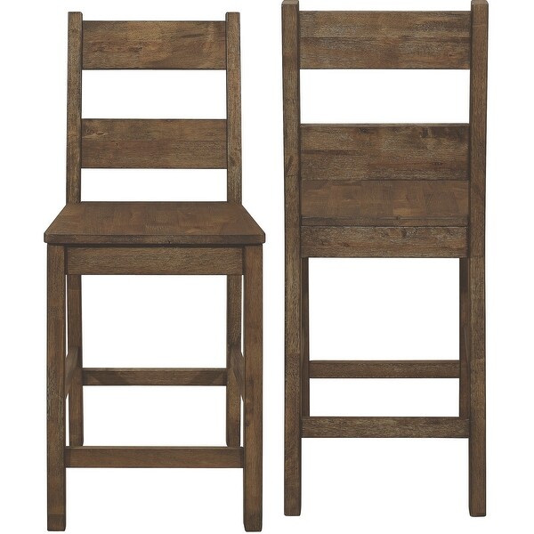 Rustic Mission Design Counter Height Ladder Back Dining Stools (Set of 2)