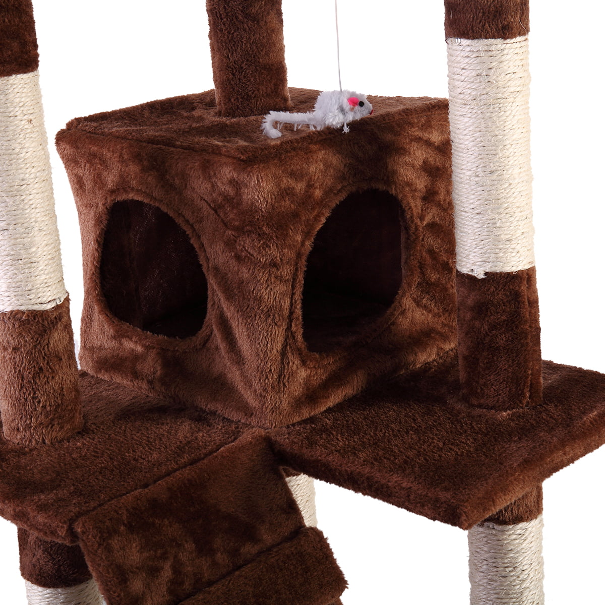 Jaxpety 67-in Cat Tree and Condo Scratching Post Tower， Brown